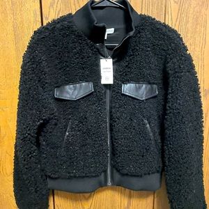 Express/Negin Mirsalehi black Sherpa and faux leather jacket. Size medium